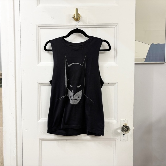 Black / Grey Batman Graphic Muscle Tee Tank Top - Sz small - Picture 9 of 13